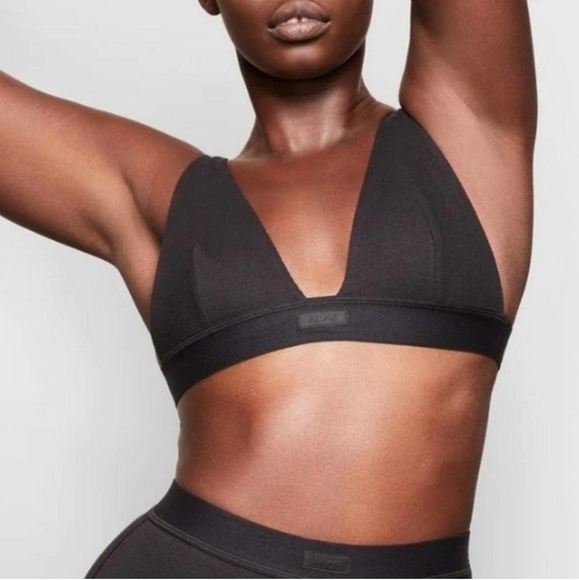 Skims COTTON PLUNGE BRALETTE WIRELESS BRA SOOT 3X Plus size NWT - Picture 1 of 6